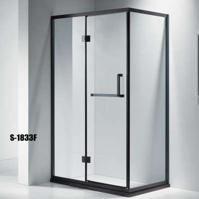 Hot selling shower room door tempered glass walk in shower screen cubicle with stainless steel black frame