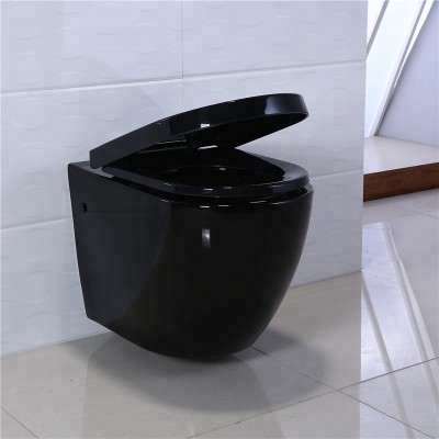 Short tank length round compost waterless black wall mounting hospital bedside commode